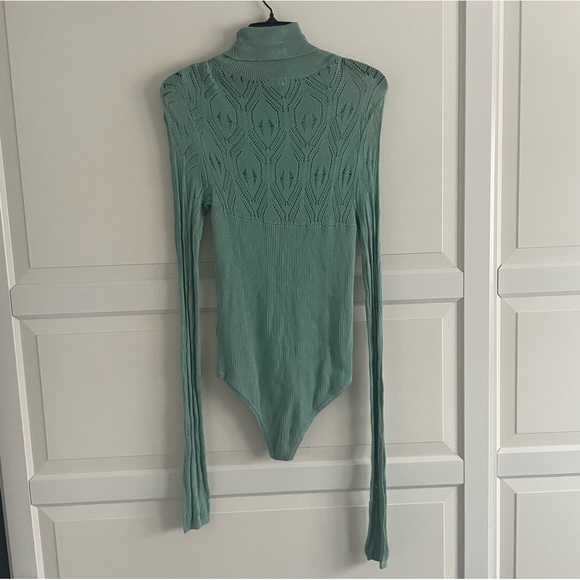 Free People Intimately pretty in pointelle green bodysuit 20421 - Picture 3 of 11